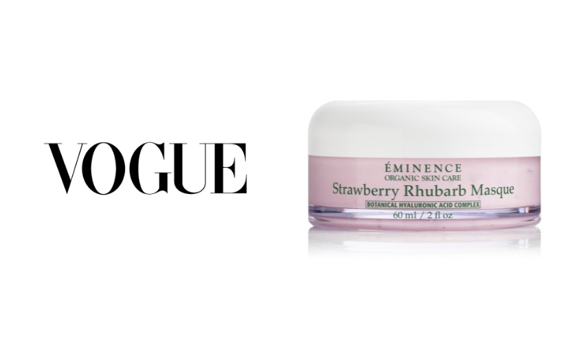 Vogue logo next to image of Strawberry Rhubarb Masque